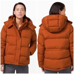Lululemon Wunder Puff Jacket Saffron Orange NEW Size 6 700 Goose Fill Winter Ski